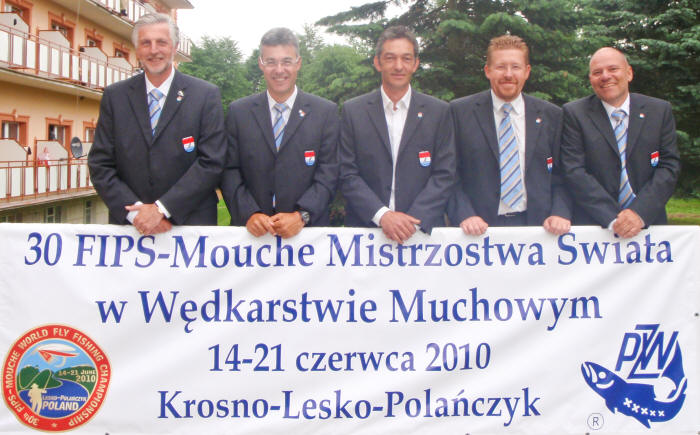 Das Luxemburgische Team bei der Weltmeisterschaft im Fliegenfischen in Polen 2010